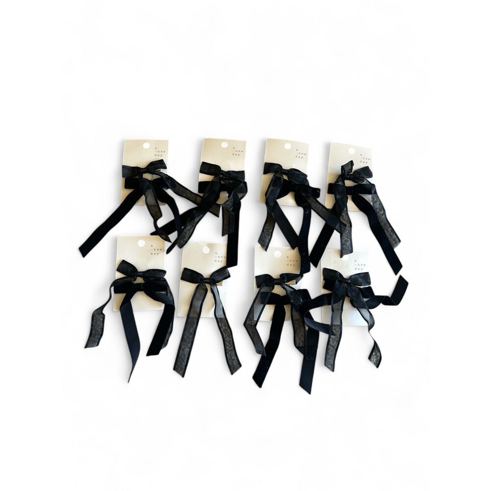 NWT 7pc A New Day - Hair Bow Clip Women Girls Black Ribbon 15 BOWS $56 Value
